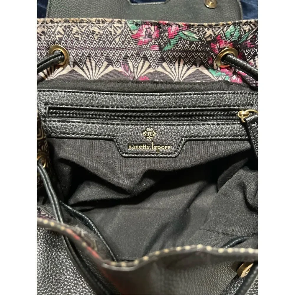 Nanette Lepore Black Pebbled Vegan Leather Backpack